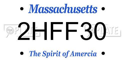 2HFF30 Massachusetts License Plate