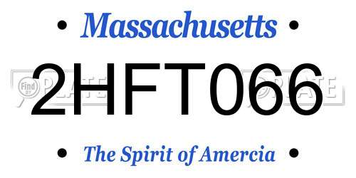 2HFT066 Massachusetts License Plate