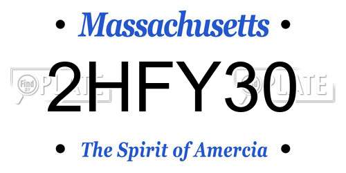 2HFY30 Massachusetts License Plate