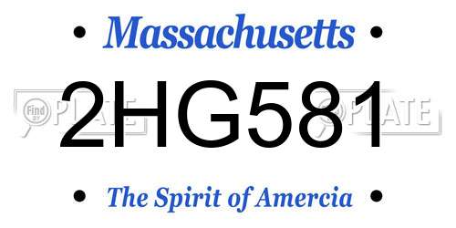 2HG581 Massachusetts License Plate
