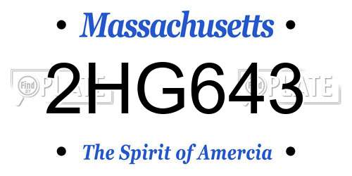 2HG643 Massachusetts License Plate