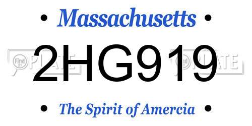 2HG919 Massachusetts License Plate