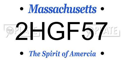 2HGF57 Massachusetts License Plate