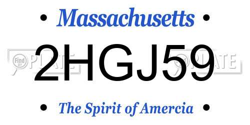 2HGJ59 Massachusetts License Plate