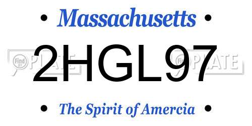 2HGL97 Massachusetts License Plate