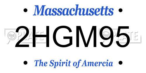 2HGM95 Massachusetts License Plate