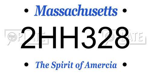 2HH328 Massachusetts License Plate