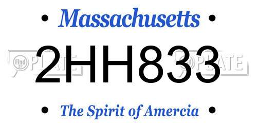 2HH833 Massachusetts License Plate