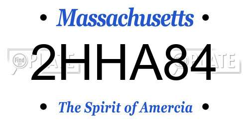 2HHA84 Massachusetts License Plate