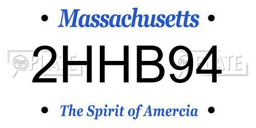2HHB94 Massachusetts License Plate