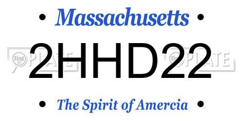 2HHD22 Massachusetts License Plate