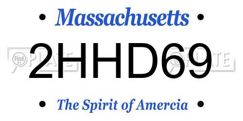 2HHD69 Massachusetts License Plate