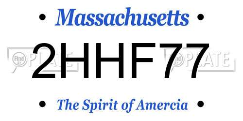 2HHF77 Massachusetts License Plate