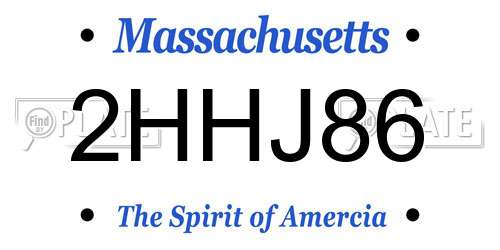 2HHJ86 Massachusetts License Plate