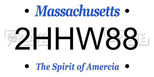 2HHW88 Massachusetts License Plate