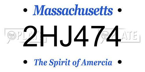 2HJ474 Massachusetts License Plate