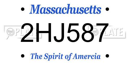 2HJ587 Massachusetts License Plate