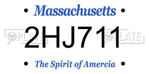 2HJ711 Massachusetts License Plate