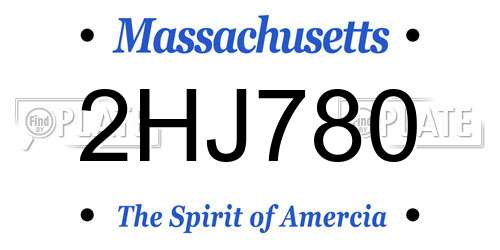 2HJ780 Massachusetts License Plate