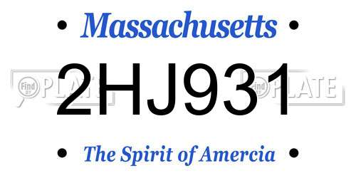 2HJ931 Massachusetts License Plate