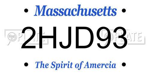 2HJD93 Massachusetts License Plate