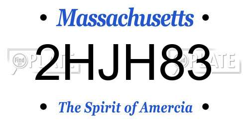2HJH83 Massachusetts License Plate