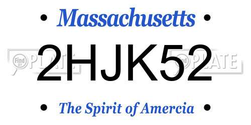 2HJK52 Massachusetts License Plate
