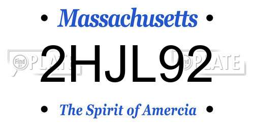 2HJL92 Massachusetts License Plate