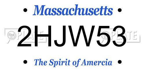 2HJW53 Massachusetts License Plate
