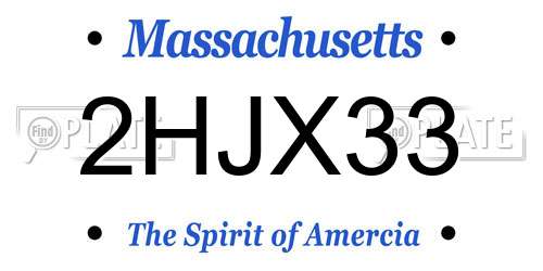 2HJX33 Massachusetts License Plate
