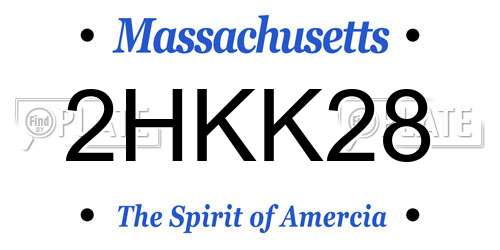 2HKK28 Massachusetts License Plate