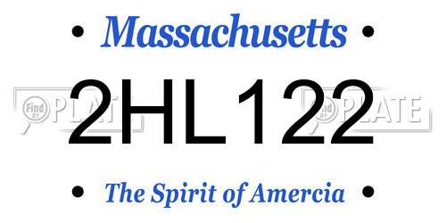 2HL122 Massachusetts License Plate