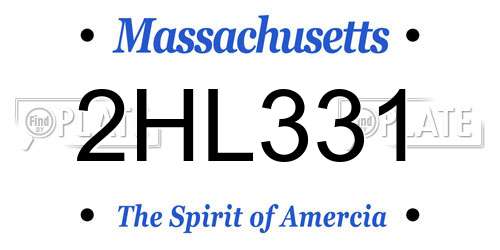 2HL331 Massachusetts License Plate