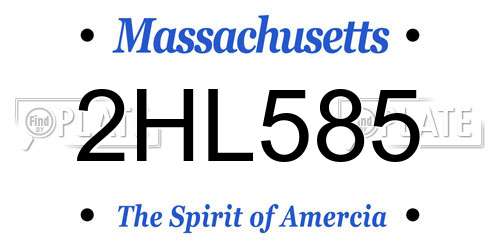 2HL585 Massachusetts License Plate
