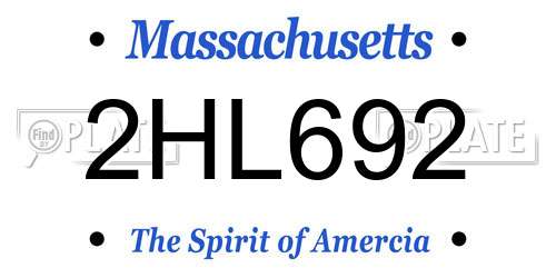 2HL692 Massachusetts License Plate