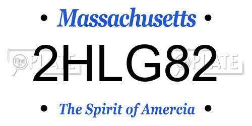 2HLG82 Massachusetts License Plate