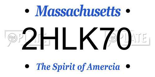 2HLK70 Massachusetts License Plate