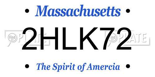 2HLK72 Massachusetts License Plate