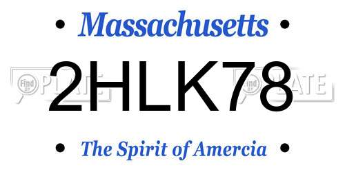 2HLK78 Massachusetts License Plate