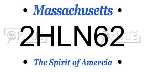2HLN62 Massachusetts License Plate