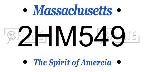 2HM549 Massachusetts License Plate