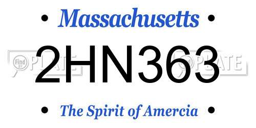 2HN363 Massachusetts License Plate