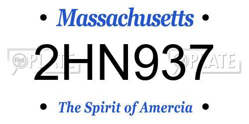 2HN937 Massachusetts License Plate