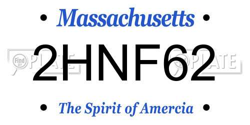 2HNF62 Massachusetts License Plate