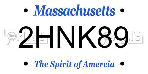 2HNK89 Massachusetts License Plate