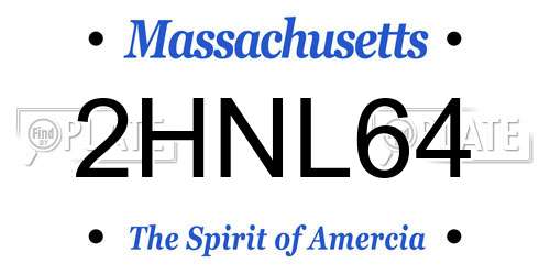 2HNL64 Massachusetts License Plate