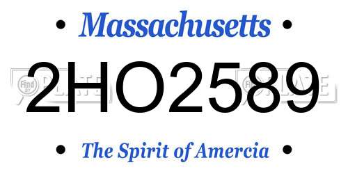 2HO2589 Massachusetts License Plate