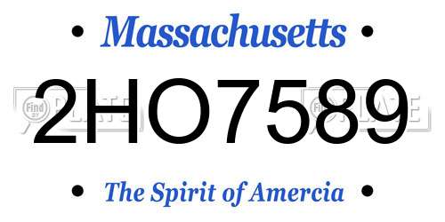 2HO7589 Massachusetts License Plate