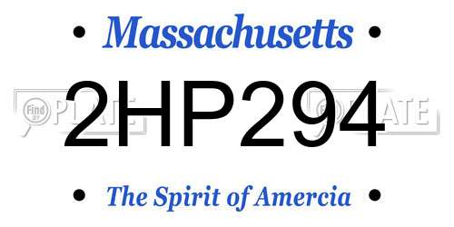 2HP294 Massachusetts License Plate