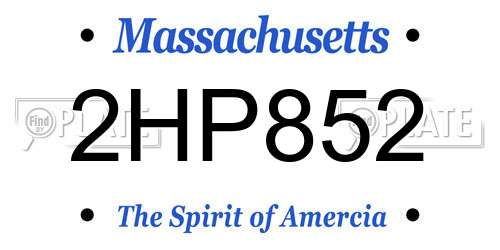 2HP852 Massachusetts License Plate